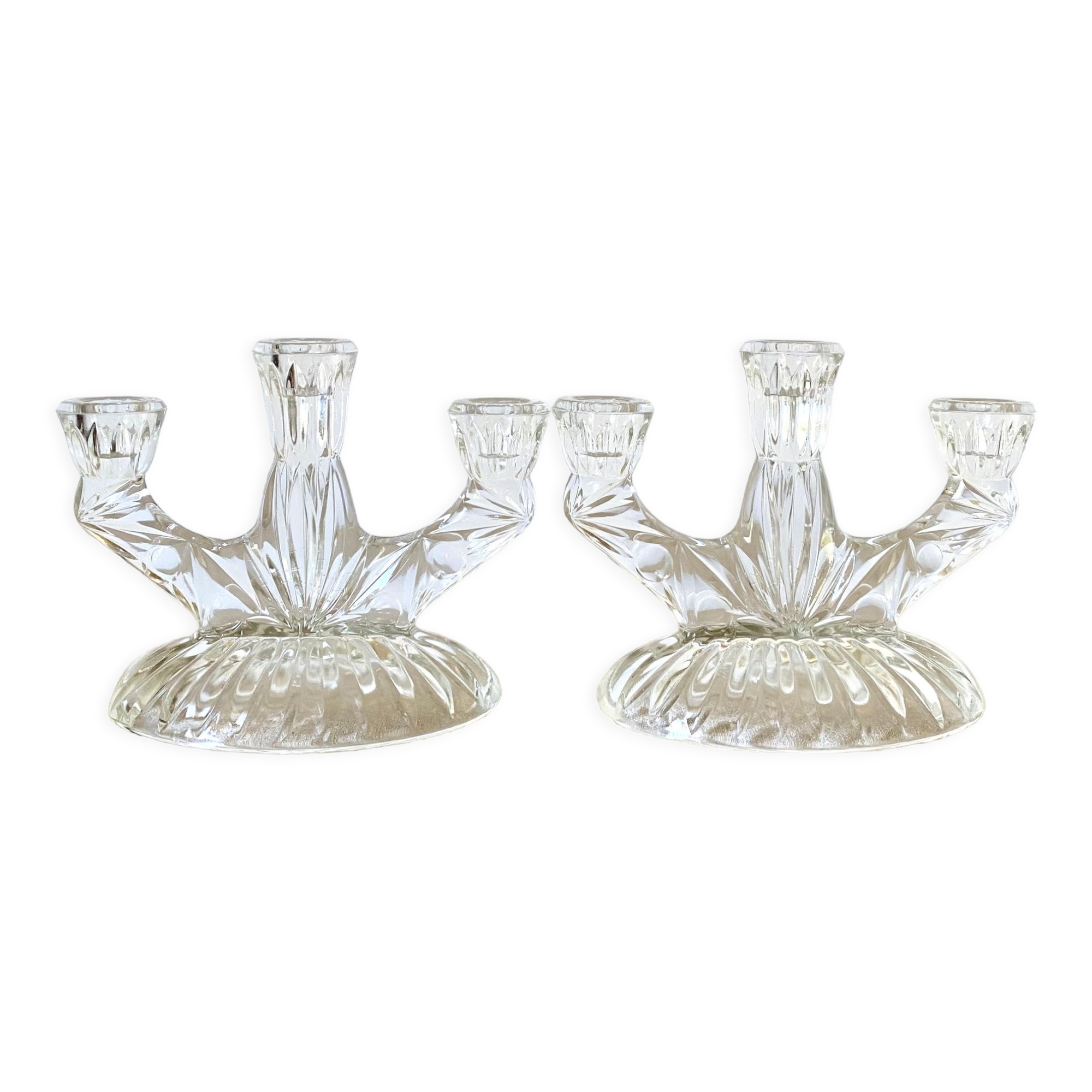 Pair of glass candlesticks