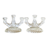 Paire de chandeliers en verre