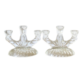 Pair of glass candlesticks