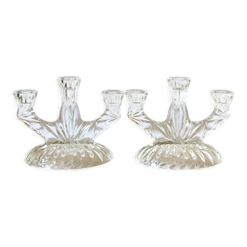 Pair of glass candlesticks