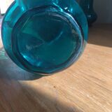 Paire de vases style Biot en verre soufflé turquoise, années 1950-1970