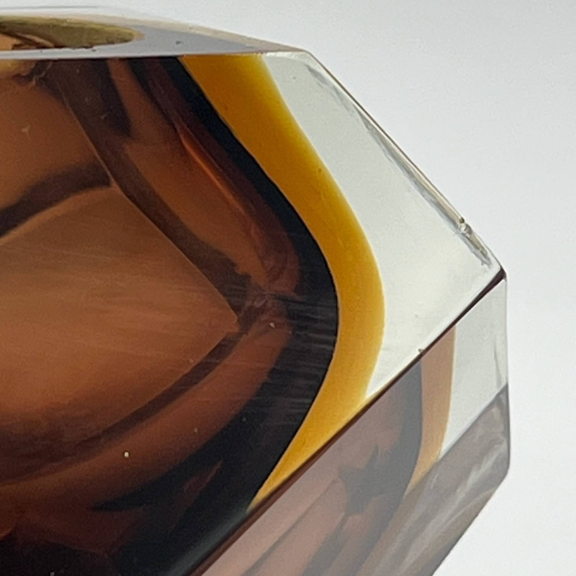 Murano Sommerso- Handmade Glass Vase in Hazelnut Brown and Gold, 1960s