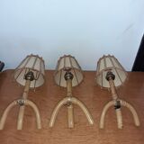 3 rattan sconces 50s