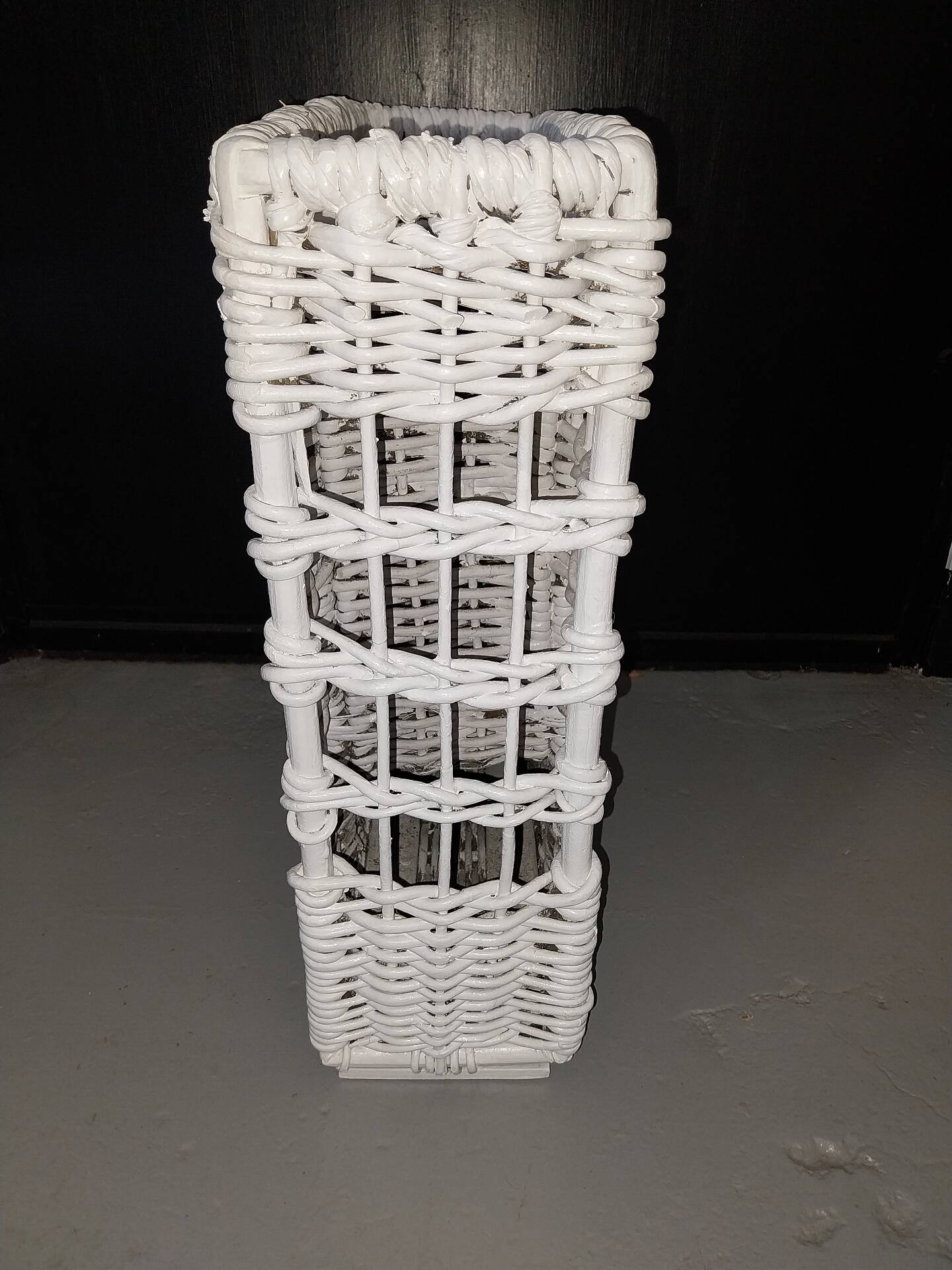 White wicker umbrella stand