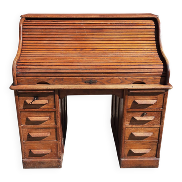 Bureau américain "Roll Top" en chêne.