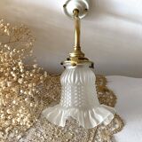 Tulip-shaped swan neck wall light in brass