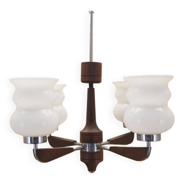 Lustre en bois, design danois, années 1970, production : Danemark