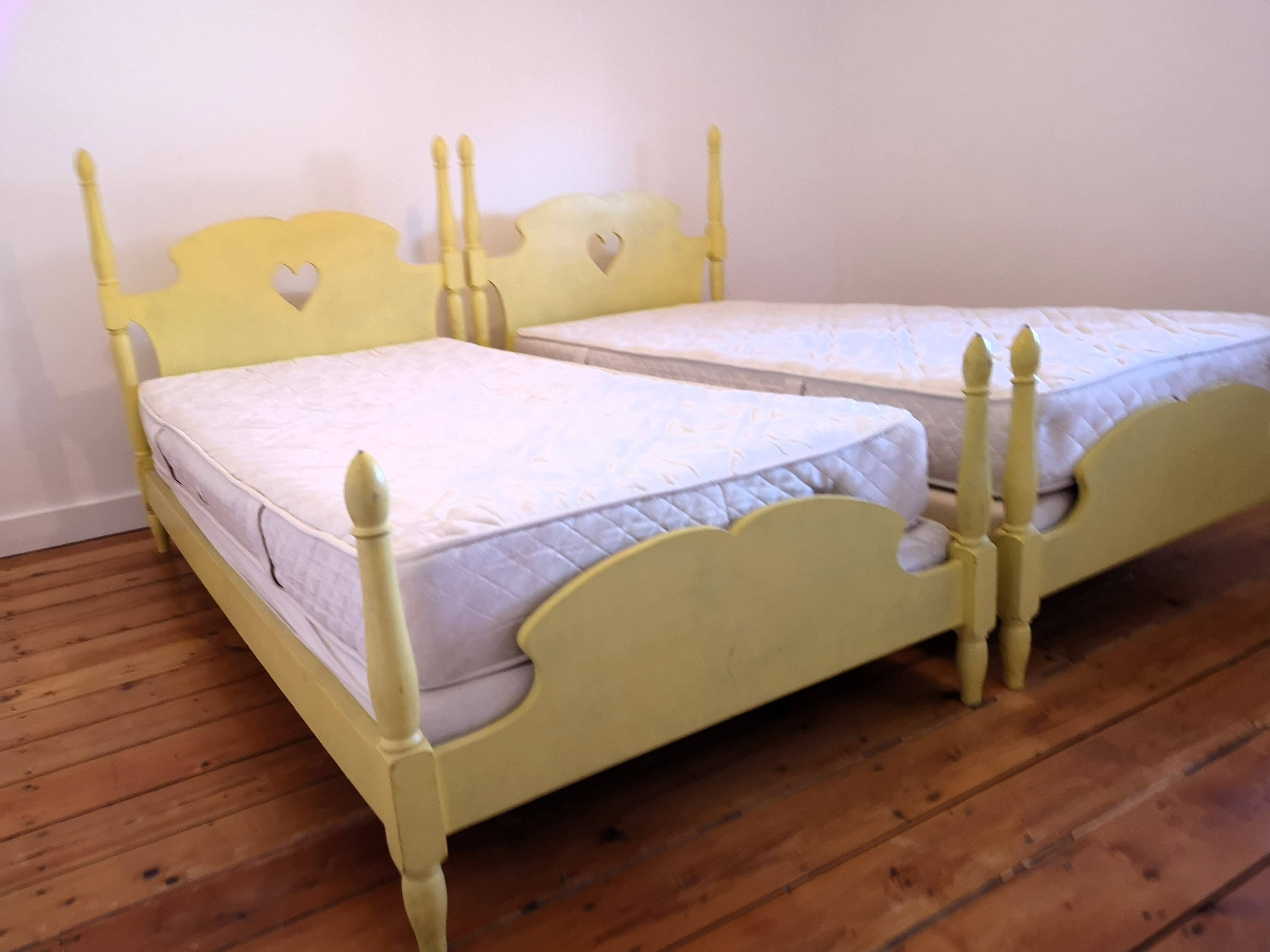 Pair of painted wooden twin beds