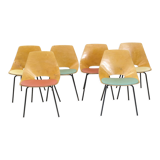 Pierre Guariche set of 6 Tonneau chairs, Steiner, 1960.