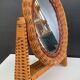 Vintage freestanding wicker dressing mirror