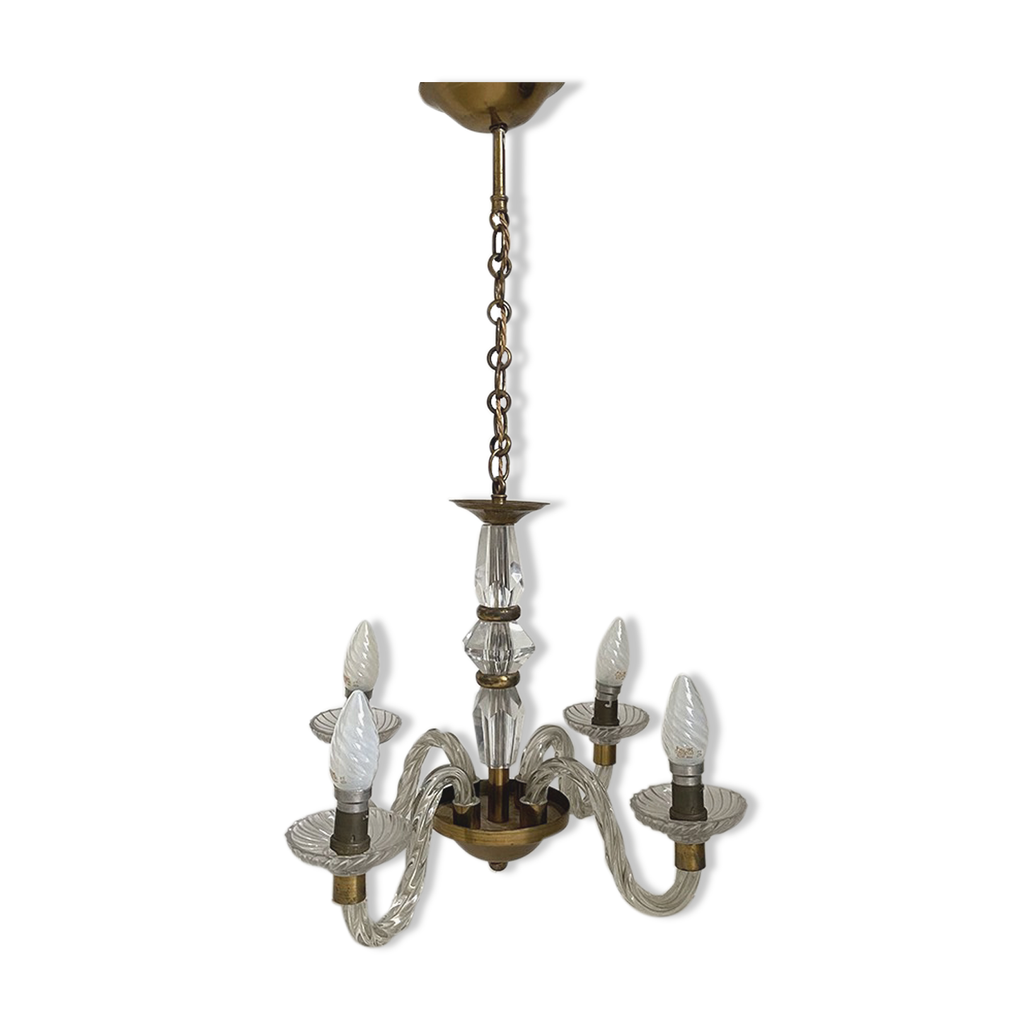 50's vintage glass and brass suspension