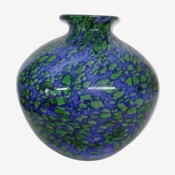 Vase boule signé la Rochere bleu et vert