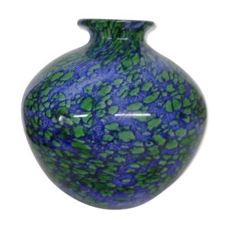 Ball vase signed blue and green Rock
