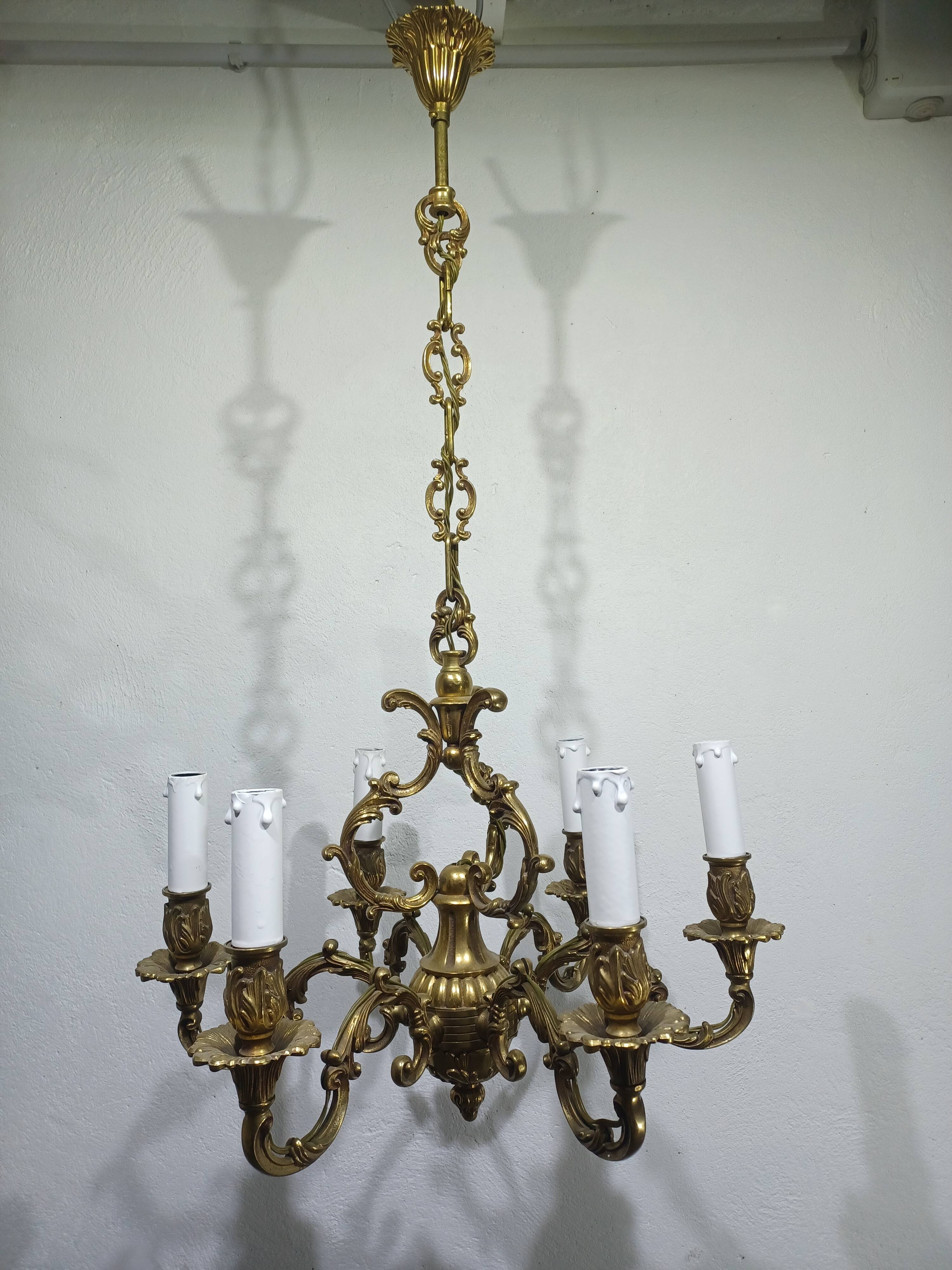 Lustre 6 lumières en bronze