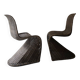 set de 2 chaises incurvées en rotin, design 1960 / 1970
