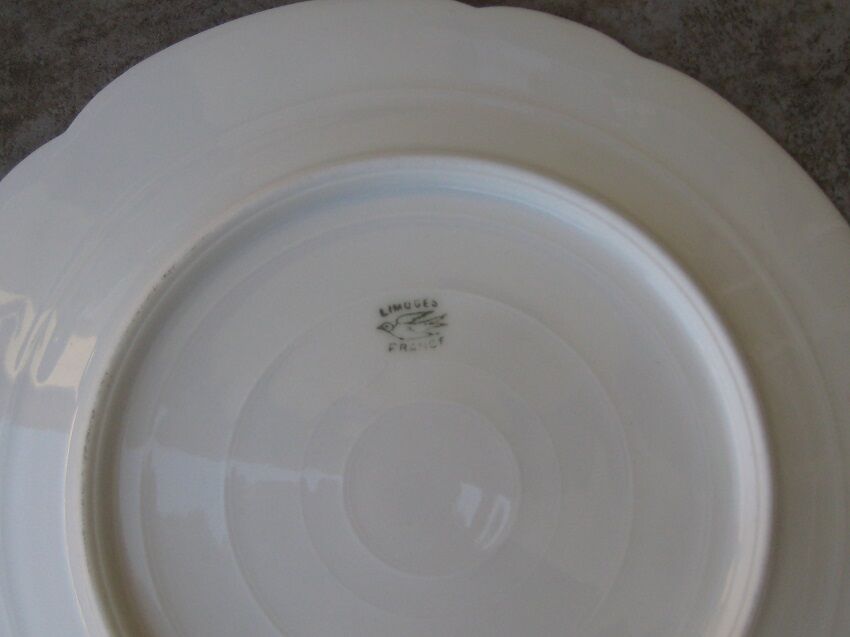 Former service a dessert, limoges, scalloped, flowers and gold