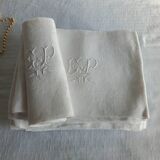 12 antique damask monogrammed napkins, 19th century