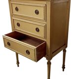 Antique small side table, Louis XVI style chest of drawers