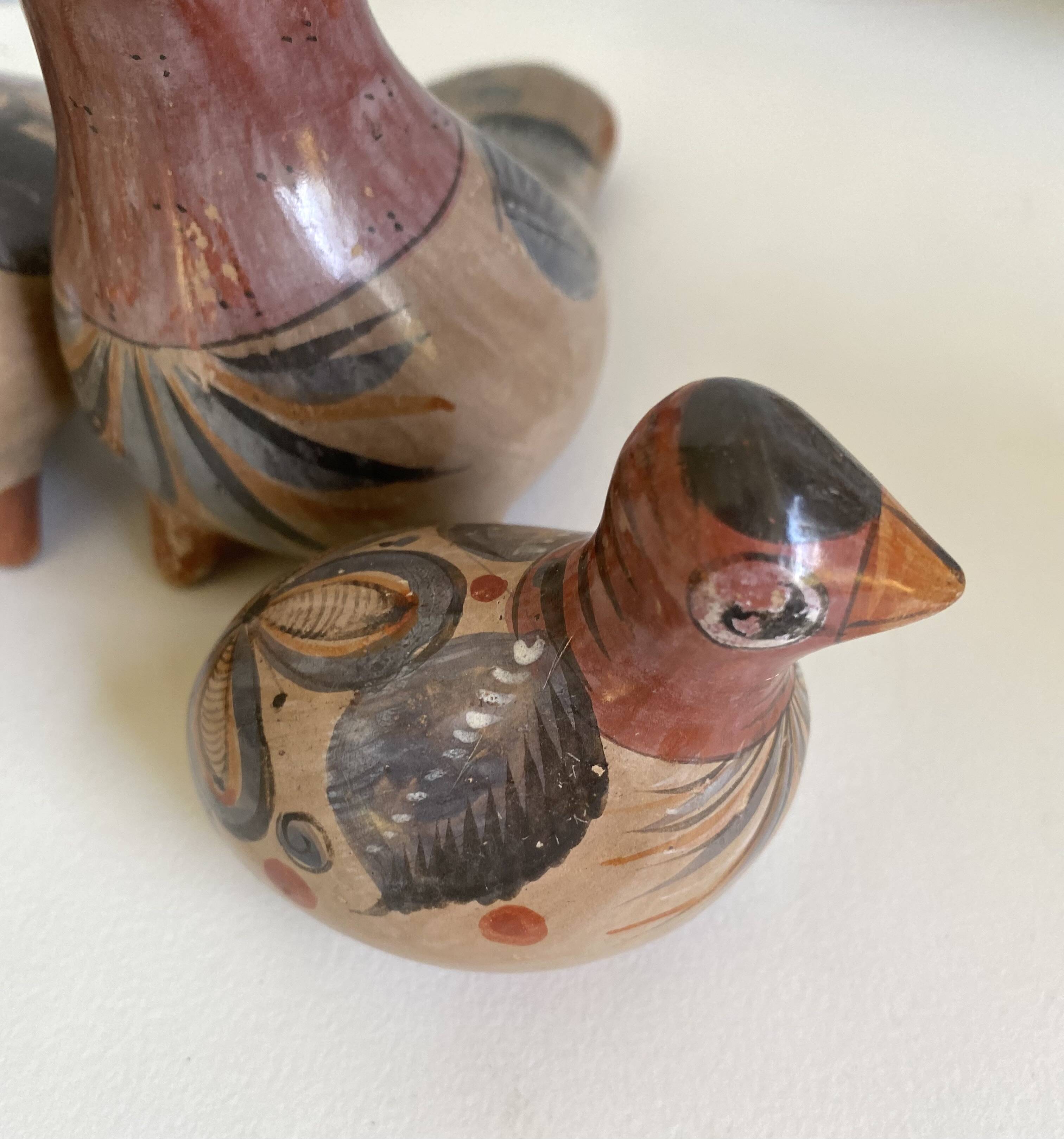 Tonala bird trio, Mexican ceramic