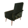 Retro armchair, from the 50s/60s, restored in green velvet and jungle velvet