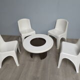 4 chairs and table vintage Gilac 1970s