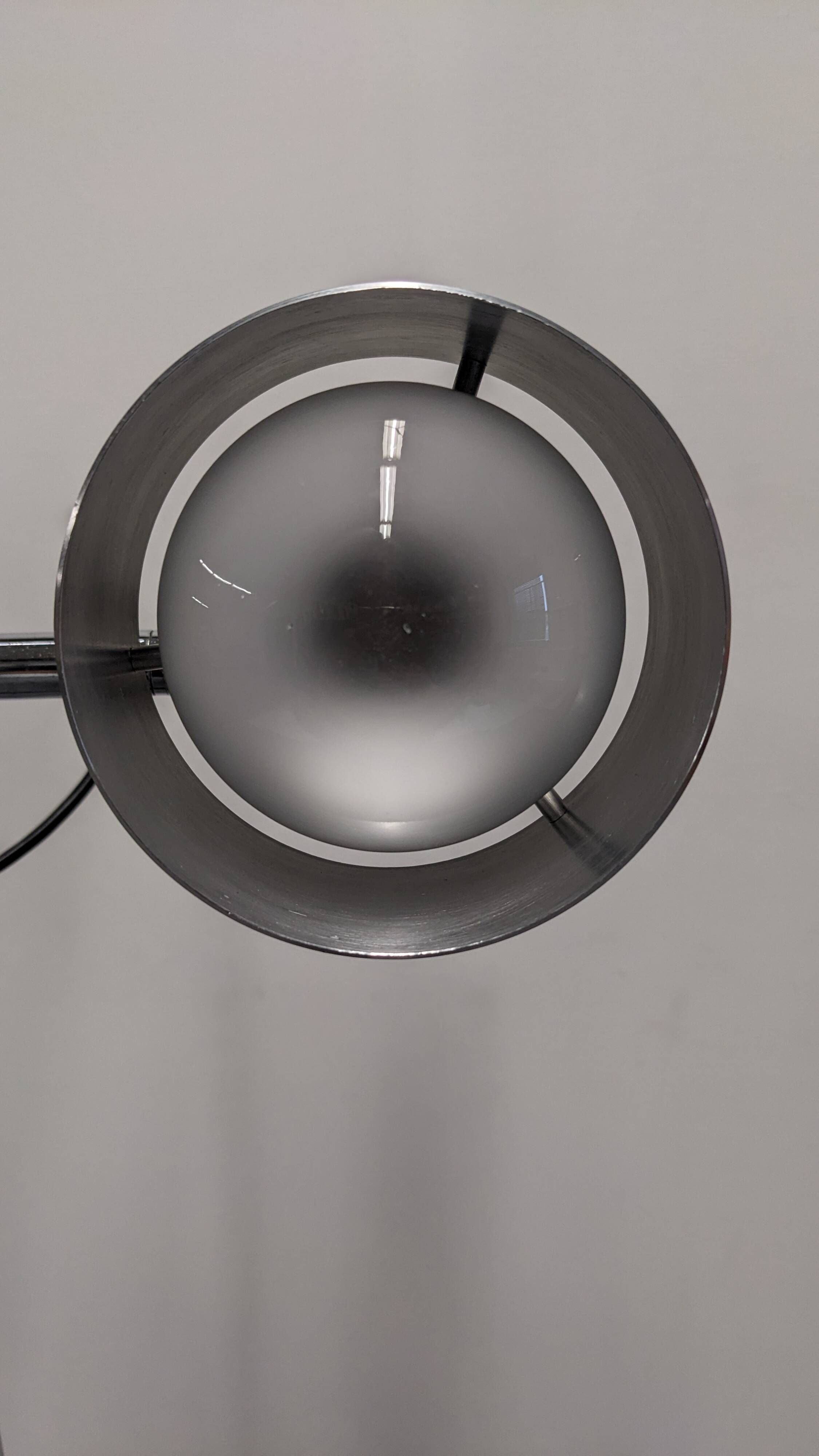 Space age modernist floor lamp with 2 aluminium spots, France circa 1970.