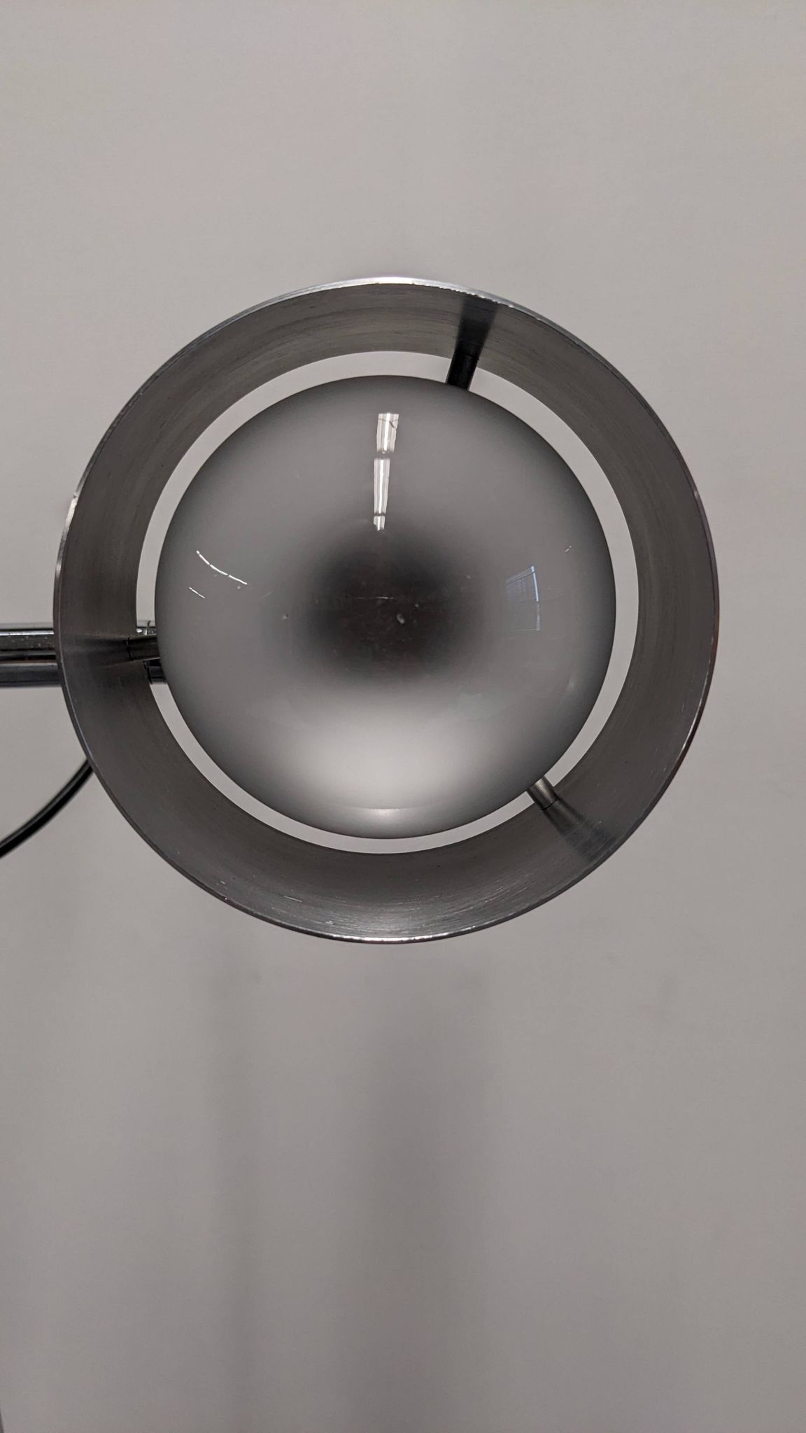 Space age modernist floor lamp with 2 aluminium spots, France circa 1970.