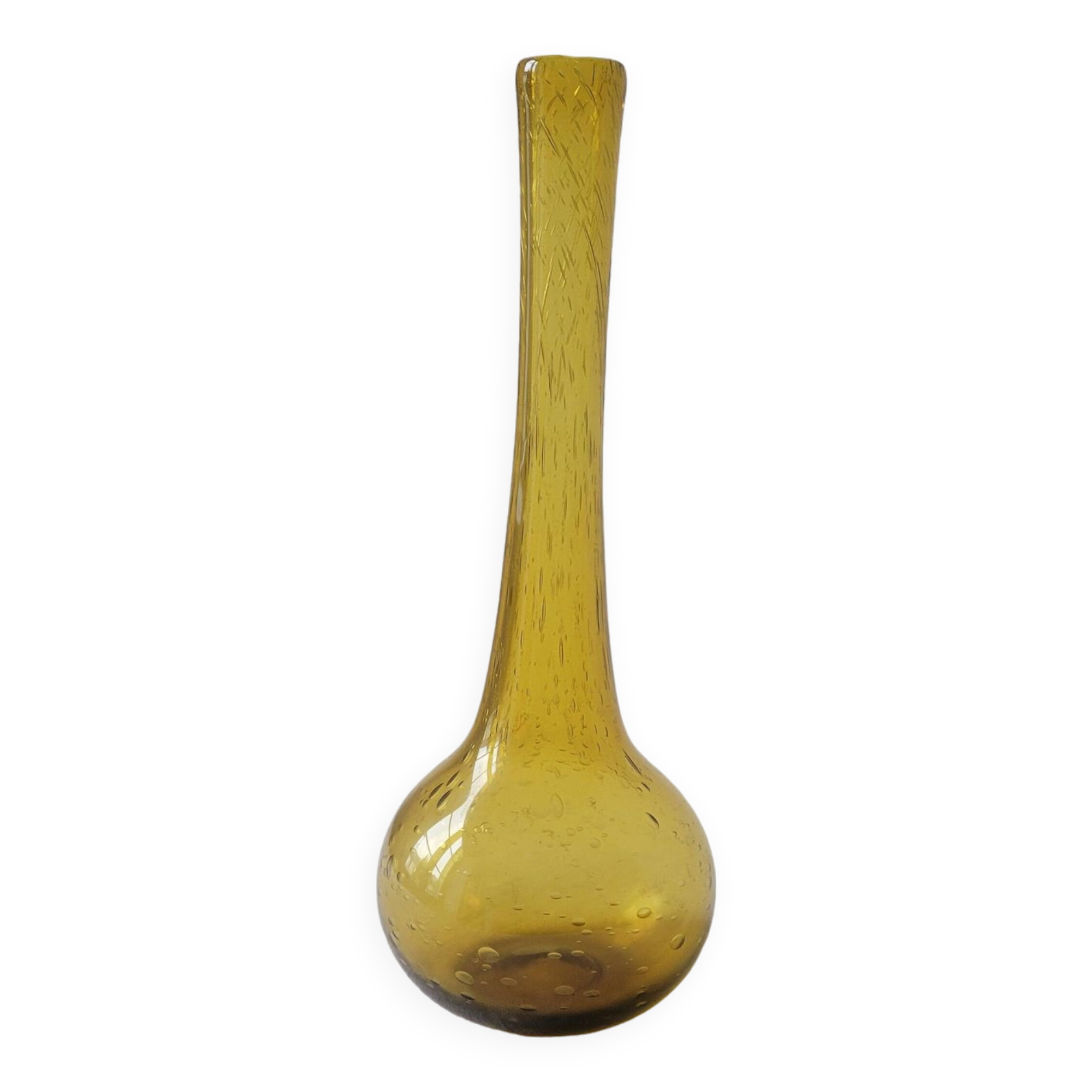 Soliflore vase in amber Biot glass