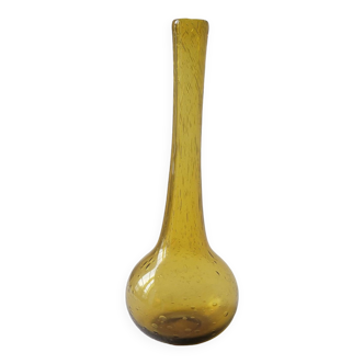 Vase soliflore en verre de Biot ambré