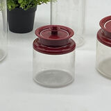 Set of 4 vintage tupperware cristal / bordeaux ,