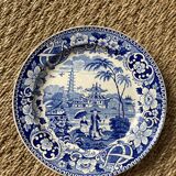 Old plate Yeddo Sarreguemines with Asian Japanese decoration 1900 old