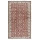 Vintage Handmade Turkish Red Wool Area Rug with Floral Design for Home and Office Decor