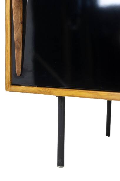 Low ash sideboard with sliding doors. 1960s.