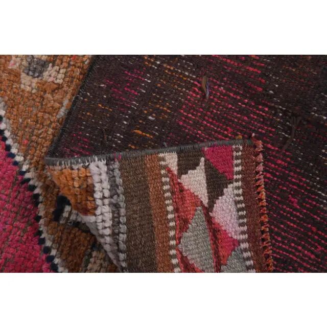 1970s Vintage Turkish Hand-Knotted Wool Cotton Pink Runner Rug
