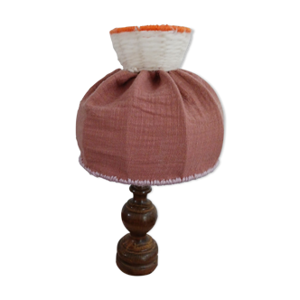 Lampe abvec abat jour tissage laine vintage