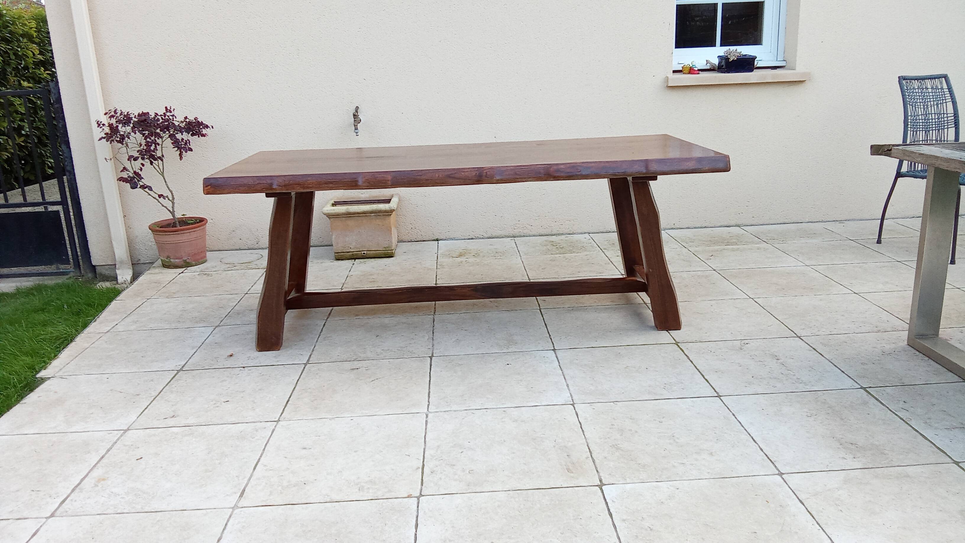 Vintage Scandinavian Brutalist Elm Farmhouse Table