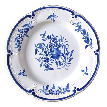 Decorative blue and white earthenware plate