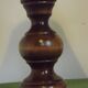 Pair French Mid Century Turned Wood Table Lamps With Beige & Gold Shades 3247