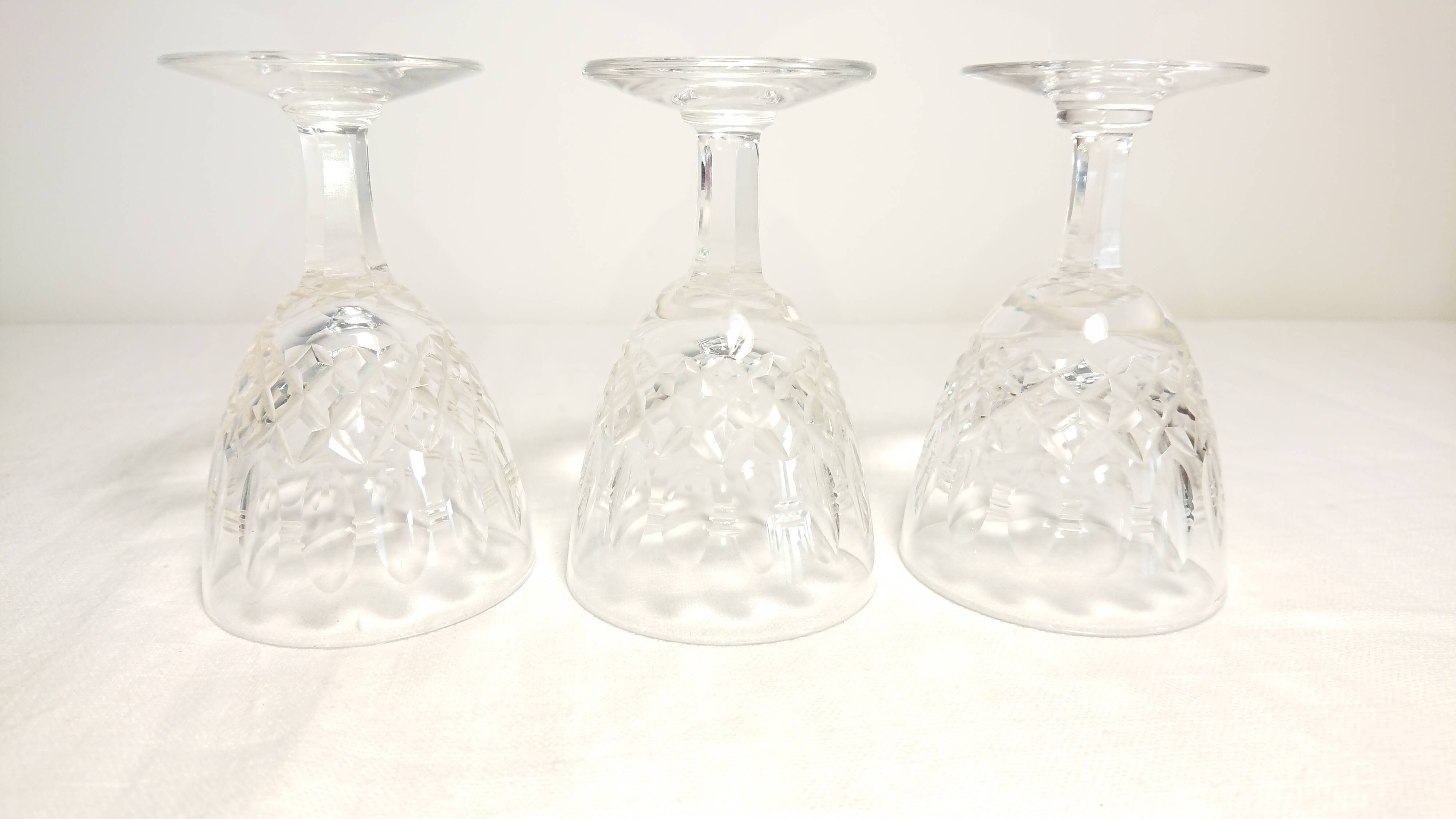 Three facet-cut glasses from the Lorraine crystalware.