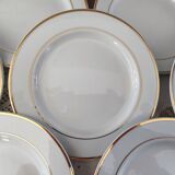 Lot de 12 assiettes dessert en porcelaine double liseré doré Ligne Hôtesse