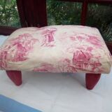 Pouf, footstool toile de jouy