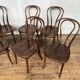 Series of 8 bistro chairs troquet wood curved vintage 1960