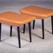Tabourets en Cuir Cognac de Ølholm Møbelfabrik, 1960s, Set de 2