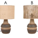 Handmade Søholm / Einar Johansen ceramic table lamp with jute lampshade / Mid-century Danish modern design / 1960s / 1970s