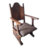 Antique arts and crafts carved oak armchair, 1910