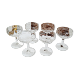 Set of 6 chiselled star glass cups