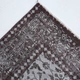 4x7 Turkish Floral Gray & Black Vintage Rug, 124x208Cm