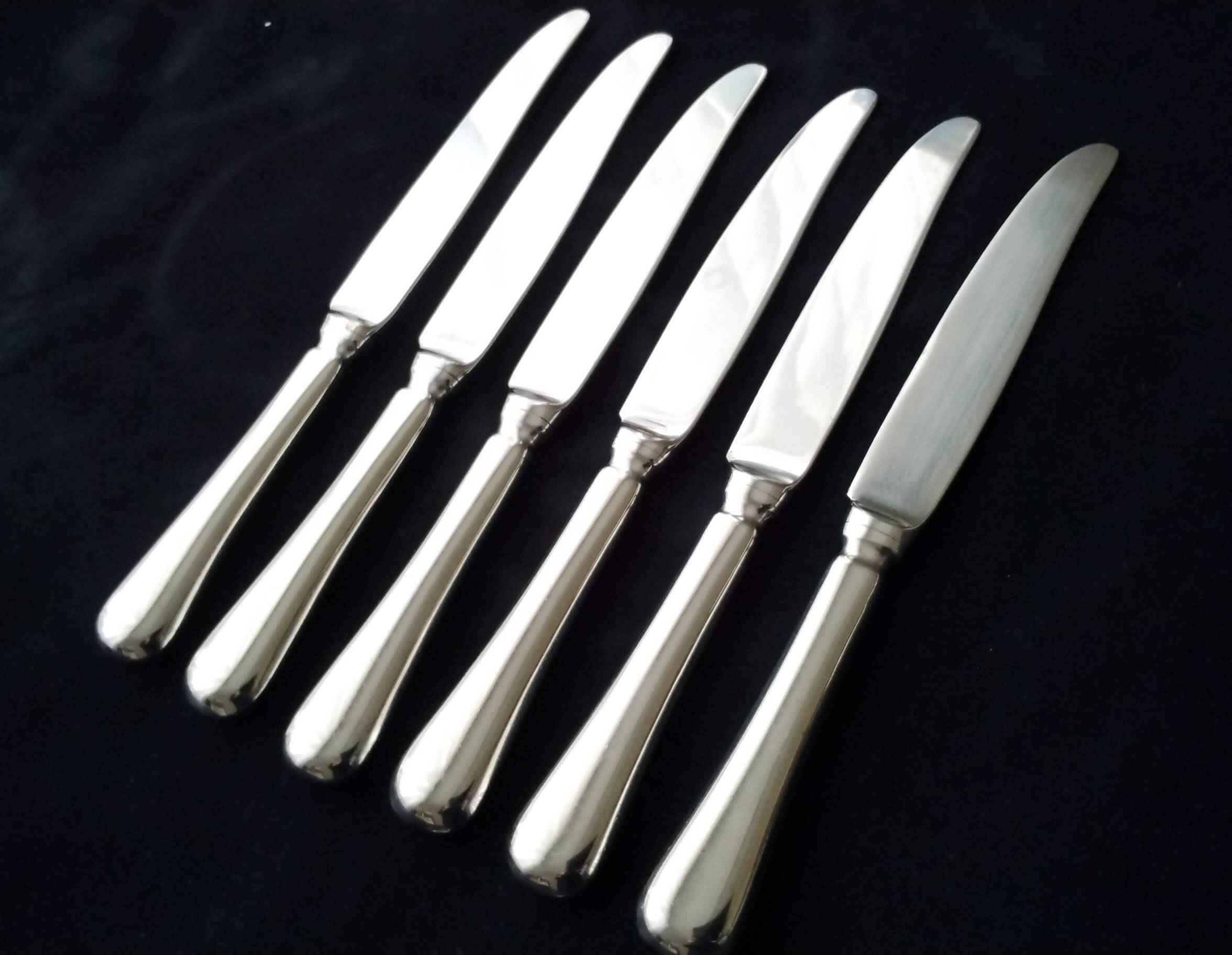6 Silver-plated and Stainless Steel Table Knives Jean Couzon 24 cm