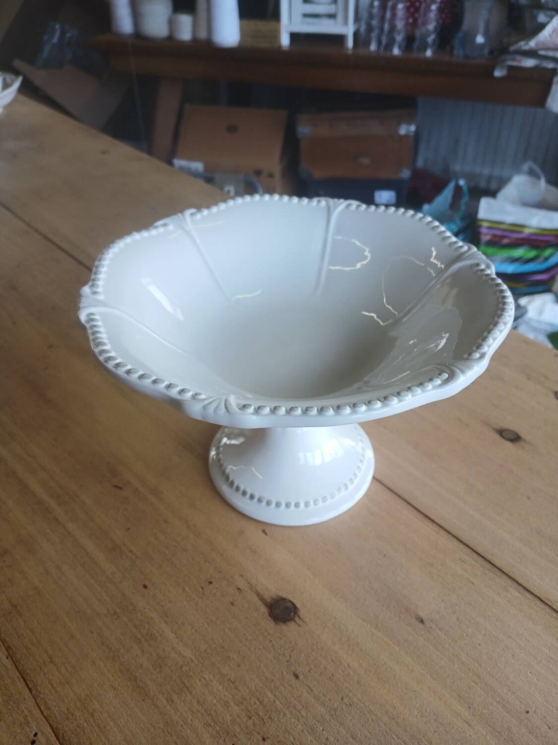 White earthenware compote dish