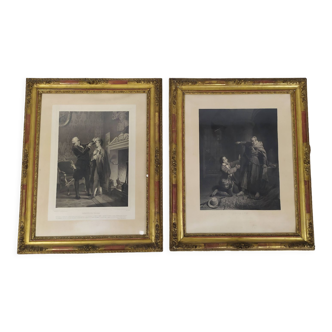 Pair of gilded frame engravings